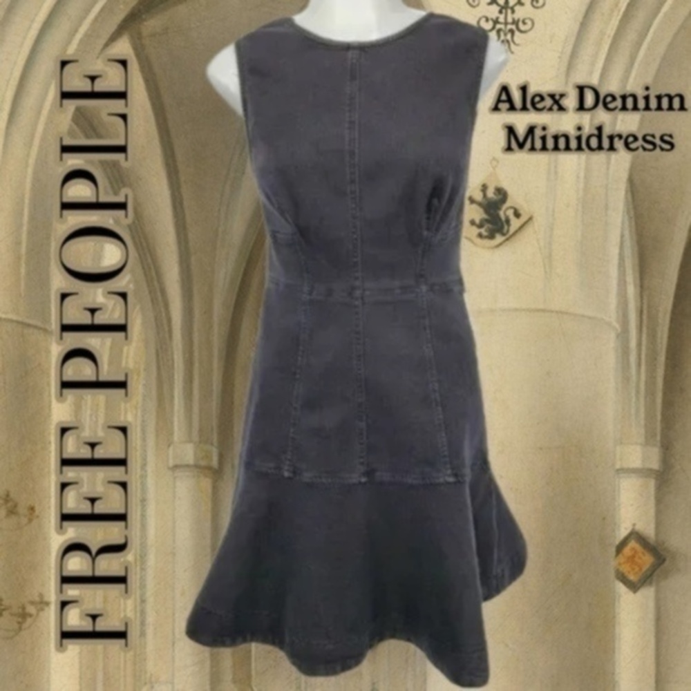 FREE PEOPLE Alex Tailored Stretch-Denim Exposed Seam Mini Dress/10R NWT